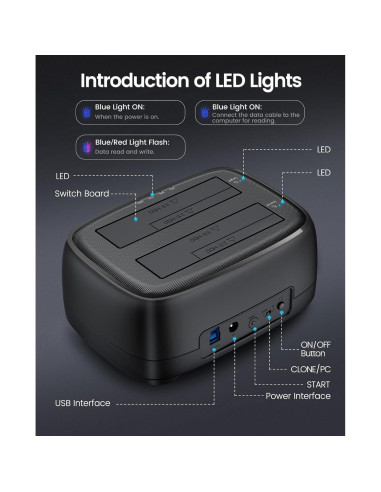 Estación de Acoplamiento ORICO DD28U3-C Doble Bahía USB 3.0