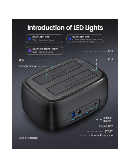 Estación de Acoplamiento ORICO DD28U3-C Doble Bahía USB 3.0