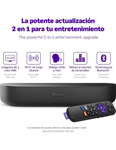 Roku Streambar 4K HDR Barra de Sonido y Streaming 2 en 1