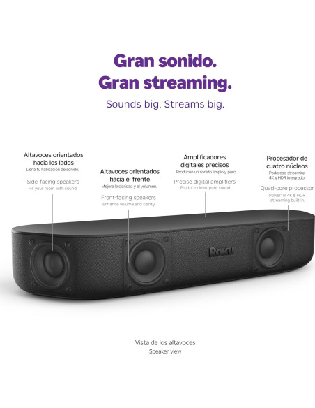 Roku Streambar 4K HDR Barra de Sonido y Streaming 2 en 1