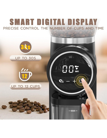 Molino de Café Burr Eléctrico AYCHIRO con Pantalla Táctil 30 Niveles