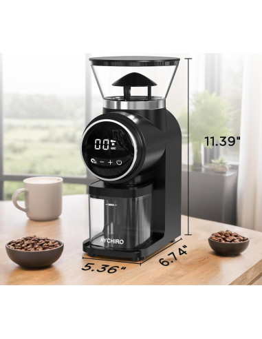 Molino de Café Burr Eléctrico AYCHIRO con Pantalla Táctil 30 Niveles