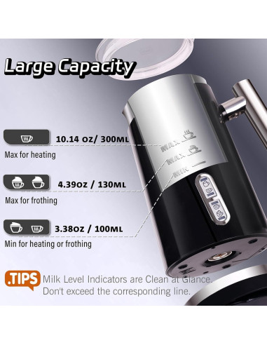 Espumador de Leche Eléctrico Huogary 4 en 1 500W 300ml