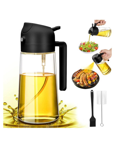 Rociador de Aceite RUIFUIHU 470ml 2 en 1 con Brocha - Negro