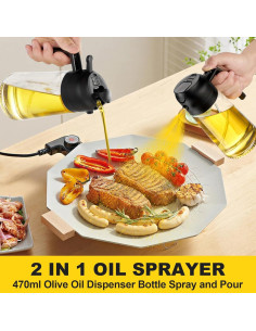Rociador de Aceite RUIFUIHU 470ml 2 en 1 con Brocha - Negro 2