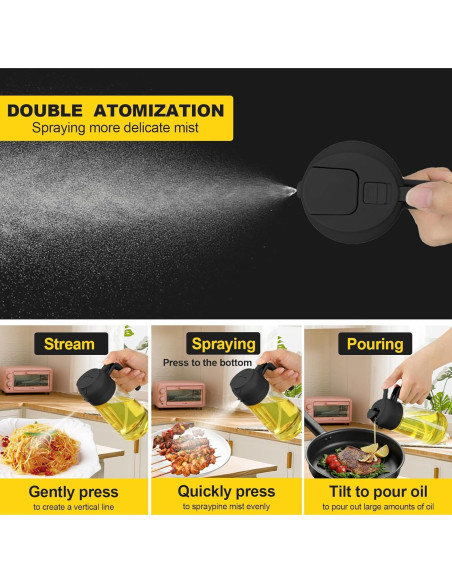 Rociador de Aceite RUIFUIHU 470ml 2 en 1 con Brocha - Negro