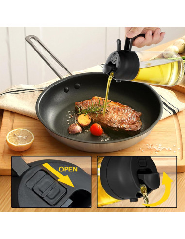 Rociador de Aceite RUIFUIHU 470ml 2 en 1 con Brocha - Negro