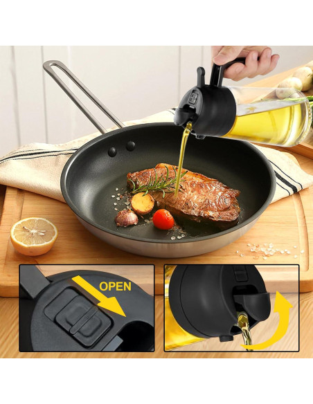 Rociador de Aceite RUIFUIHU 470ml 2 en 1 con Brocha - Negro