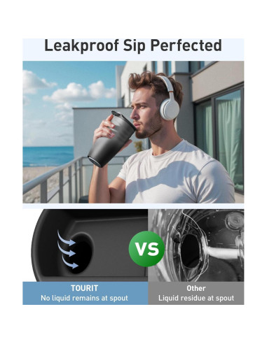 Taza de Café de Viaje TOURIT 473 ml Acero Inoxidable Aislada