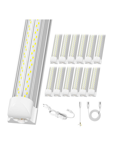 Paquete de 12 luces LED de taller ELEKICO 100W 8ft 15000lm