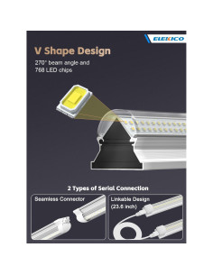 Paquete de 12 luces LED de taller ELEKICO 100W 8ft 15000lm 2