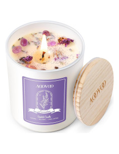 Vela Aromática de Lavanda AOOVOO 10oz con Cristales