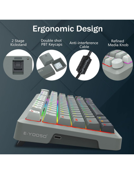 Teclado Gaming E-YOOSO Hz-82, Interruptores Magnéticos, RGB
