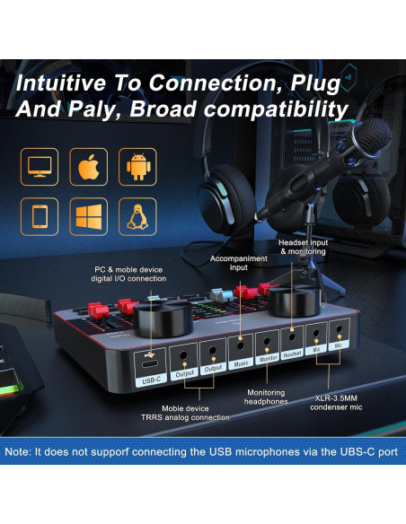 Kit de Podcast para 2 Micrófonos G1-E350S - Mezclador DJ