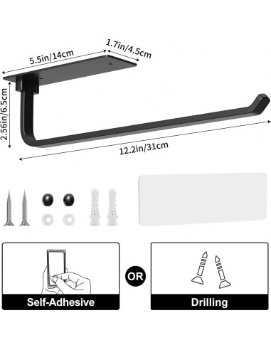 Soporte para Toallas de Papel Niffgaff Aluminio Negro Mate 31 cm