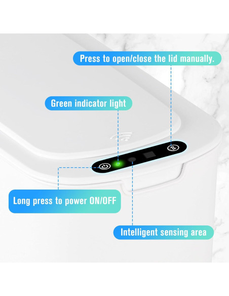 Basurero Automático Cesun 9.84L Blanco con Sensor Infrarrojo