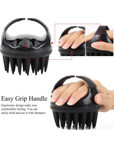 Cepillo de Champú de Silicona BTYMS para Cuero Cabelludo - Negro