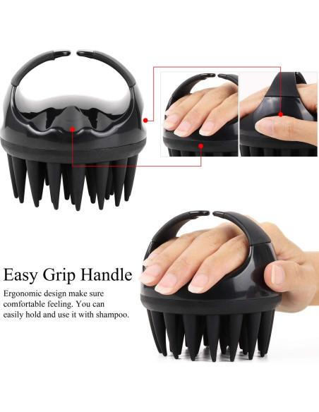 Cepillo de Champú de Silicona BTYMS para Cuero Cabelludo - Negro