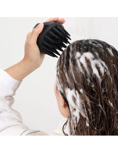 Cepillo de Champú de Silicona BTYMS para Cuero Cabelludo - Negro