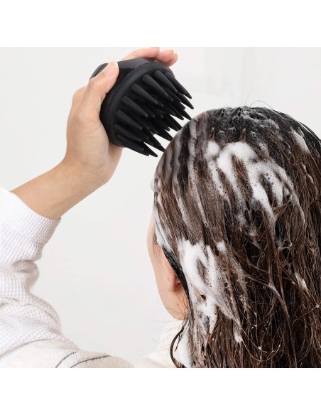 Cepillo de Champú de Silicona BTYMS para Cuero Cabelludo - Negro