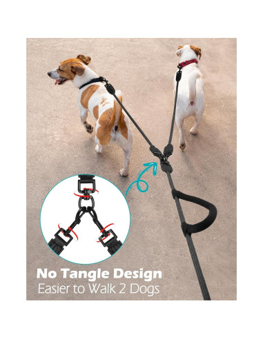 Correa Doble para Perros PetBonus, Reflectante y Acolchada