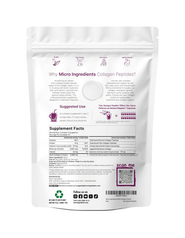 Micro Ingredients Multi Colágeno Péptidos 450g Sin Sabor