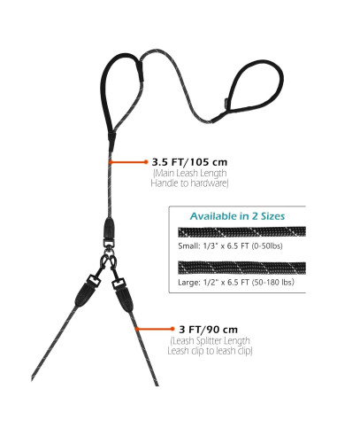 Correa Doble para Perros PetBonus, Reflectante y Acolchada