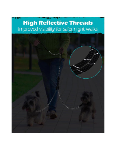 Correa Doble para Perros PetBonus, Reflectante y Acolchada