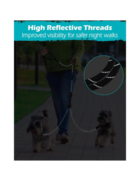 Correa Doble para Perros PetBonus, Reflectante y Acolchada