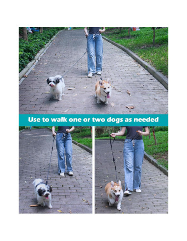 Correa Doble para Perros PetBonus, Reflectante y Acolchada