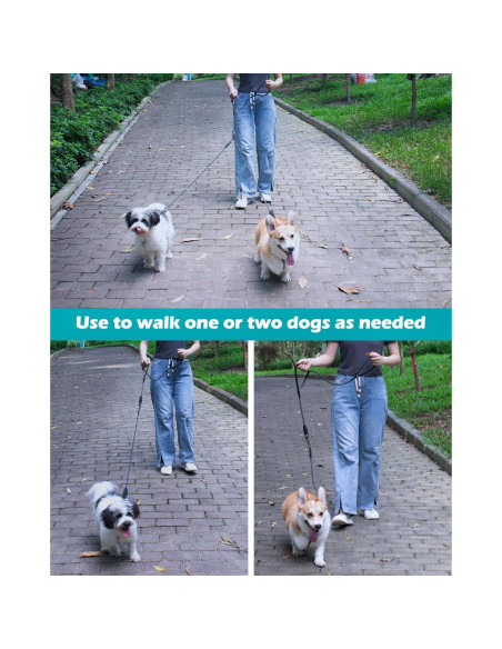 Correa Doble para Perros PetBonus, Reflectante y Acolchada