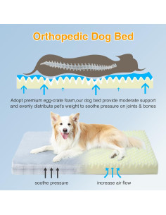 Cama Ortopédica Lavable para Perros Grandes MIHIKK XL Gris 2