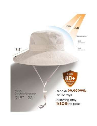 Sombrero de Sol FURTALK Beige para Mujeres UPF 80+ Plegable