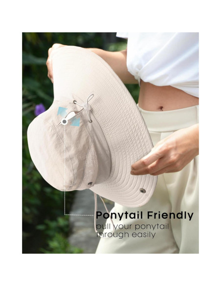 Sombrero de Sol FURTALK Beige para Mujeres UPF 80+ Plegable