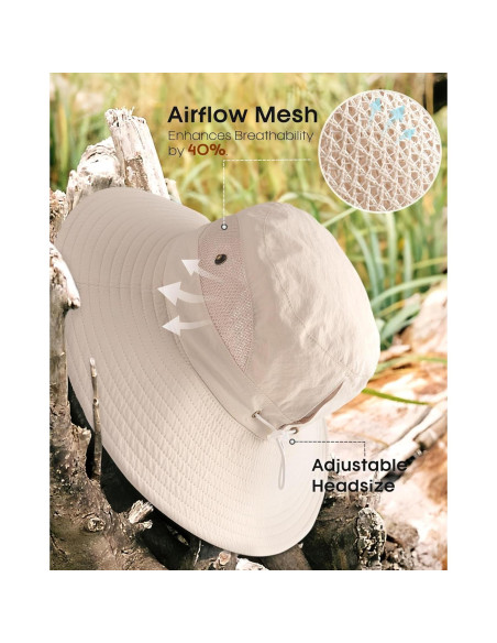Sombrero de Sol FURTALK Beige para Mujeres UPF 80+ Plegable