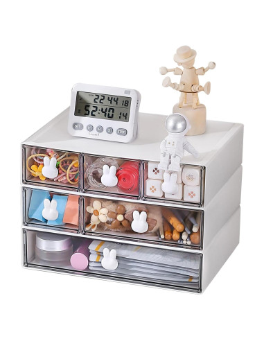 Organizador de Escritorio Jydesicr Blanco 6 Cajones Apilable