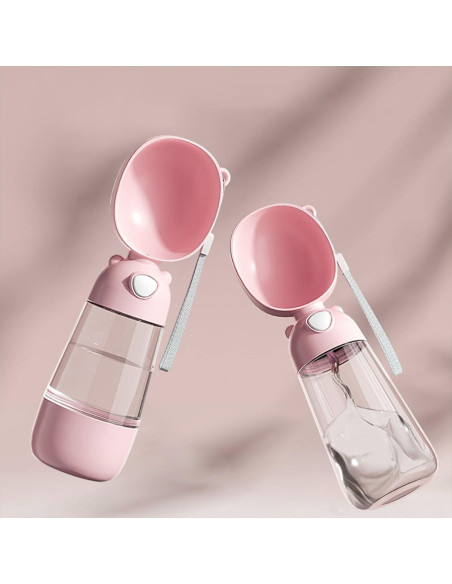 Botella de Agua Portátil para Perros WANHIJO 380ml Rosa Botella de Agua Portátil para Perros WANHIJO 380ml Rosa