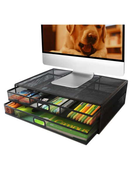 Soporte de Monitor Ergonómico MINDEPOT con 2 Cajones Negro