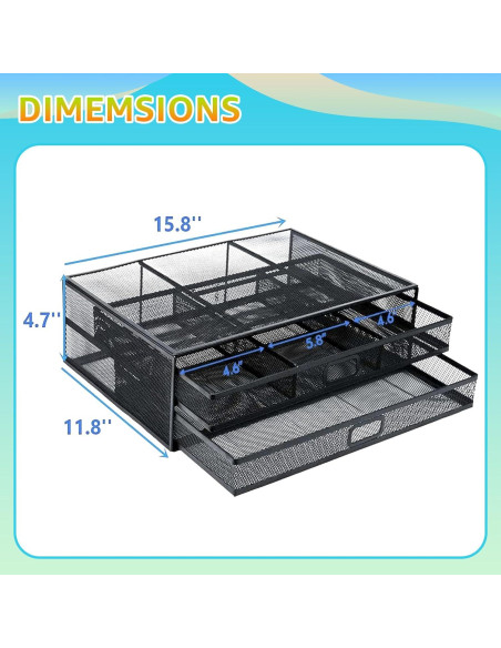 Soporte de Monitor Ergonómico MINDEPOT con 2 Cajones Negro