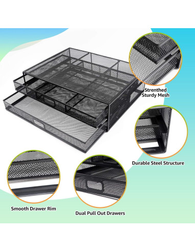 Soporte de Monitor Ergonómico MINDEPOT con 2 Cajones Negro