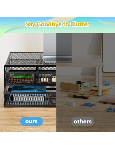 Soporte de Monitor Ergonómico MINDEPOT con 2 Cajones Negro