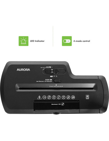 Destructora de papel Aurora AU800SZ 8 hojas corte en tiras