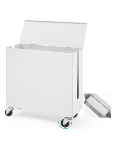 Caja de Gestión de Cables Metal Blanca con Ruedas 40x15x35 cm