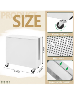 Caja de Gestión de Cables Metal Blanca con Ruedas 40x15x35 cm 2