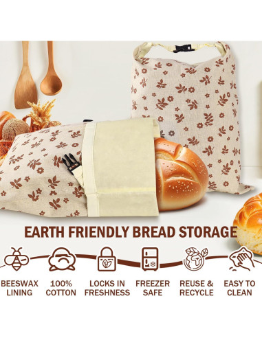 Paquete de 2 Bolsas de Cera de Abeja HRUITU para Pan
