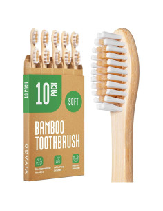 Cepillos de Dientes de Bambú VIVAGO - Paquete de 10 Unidades