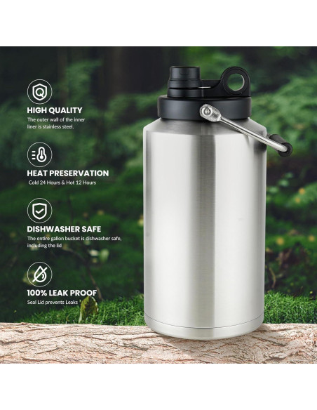 Jarra de Agua Aislada Alathote 1 Galón Acero Inoxidable 128 oz