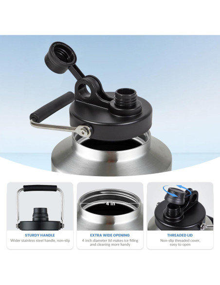 Jarra de Agua Aislada Alathote 1 Galón Acero Inoxidable 128 oz