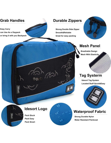 Organizador de Equipaje Idesort - 8 Cubos de Empaque Duraderos