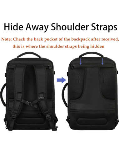 Mochila de Viaje Expandible MATEIN 40L Resistente al Agua Negra